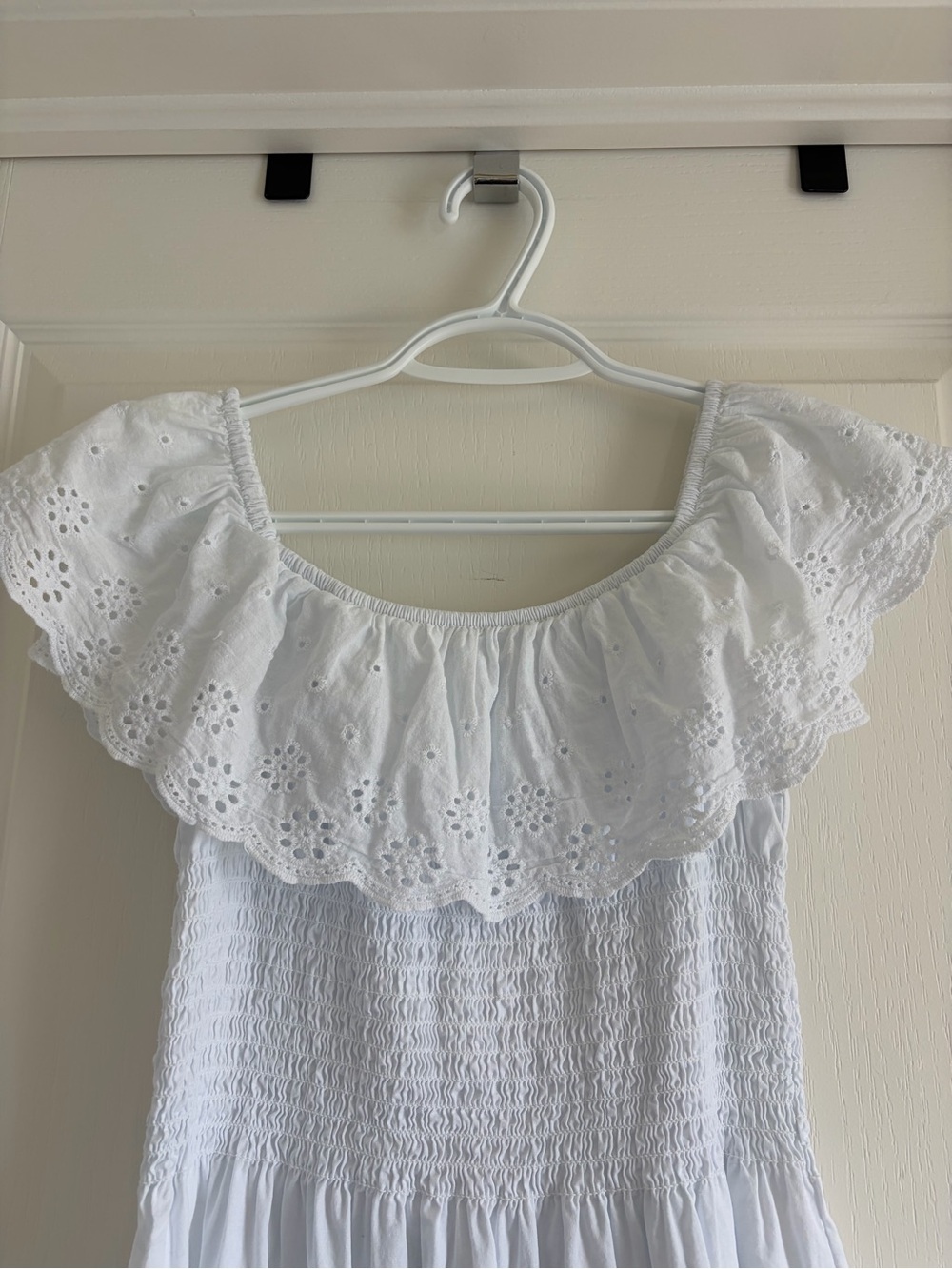 White Ruffle Off-Shoulder Dress - Picture 2 of 2